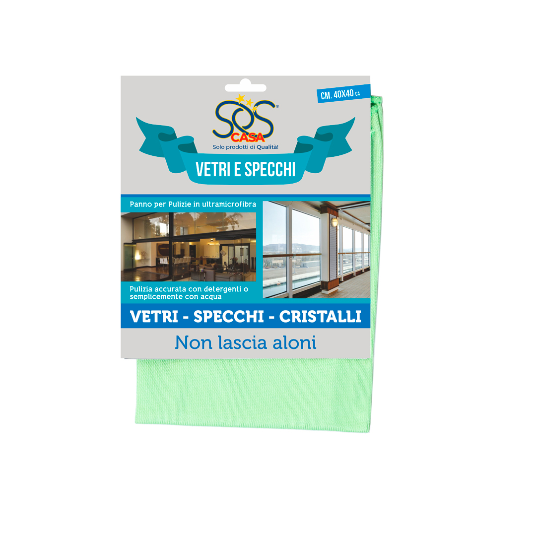 "SOS CASA" - PANNO IN MICROFIBRA - VETRI E SPECCHI - 40X40