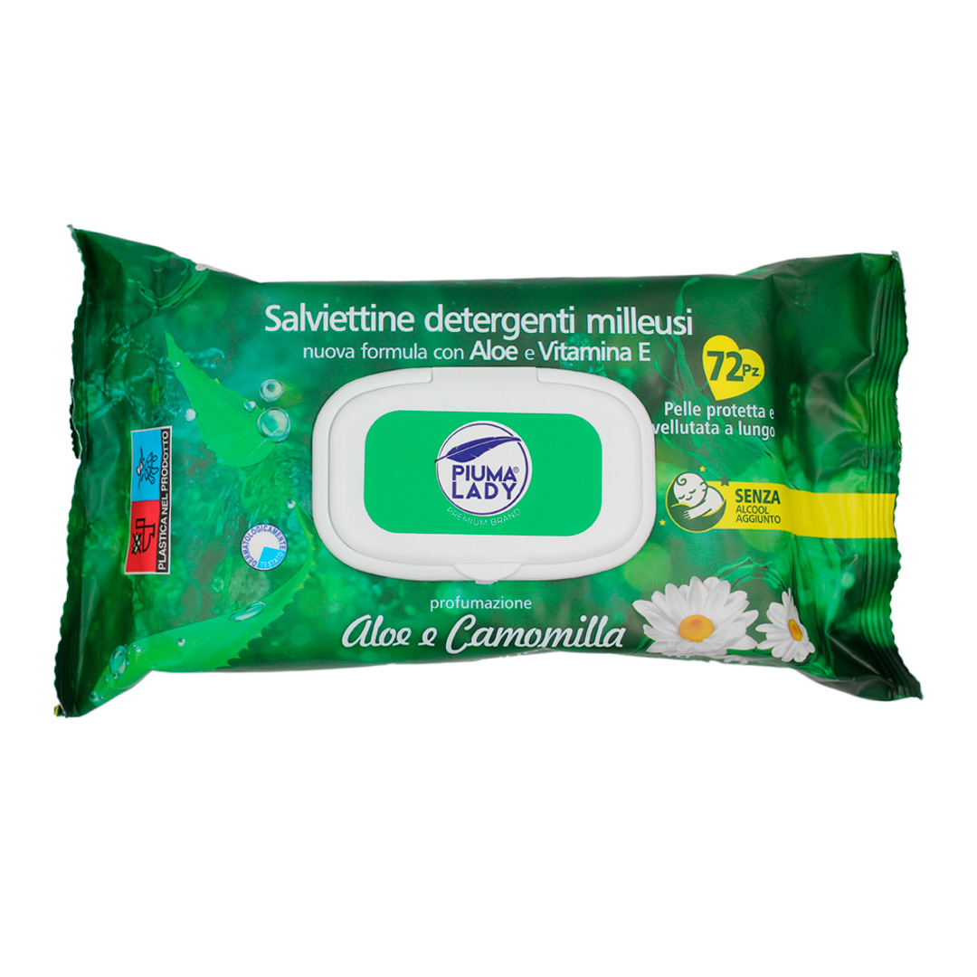 "PIUMA LADY" - SALVIETTE - PROFUMAZIONE ALOE E CAMOMILLA - PZ.72