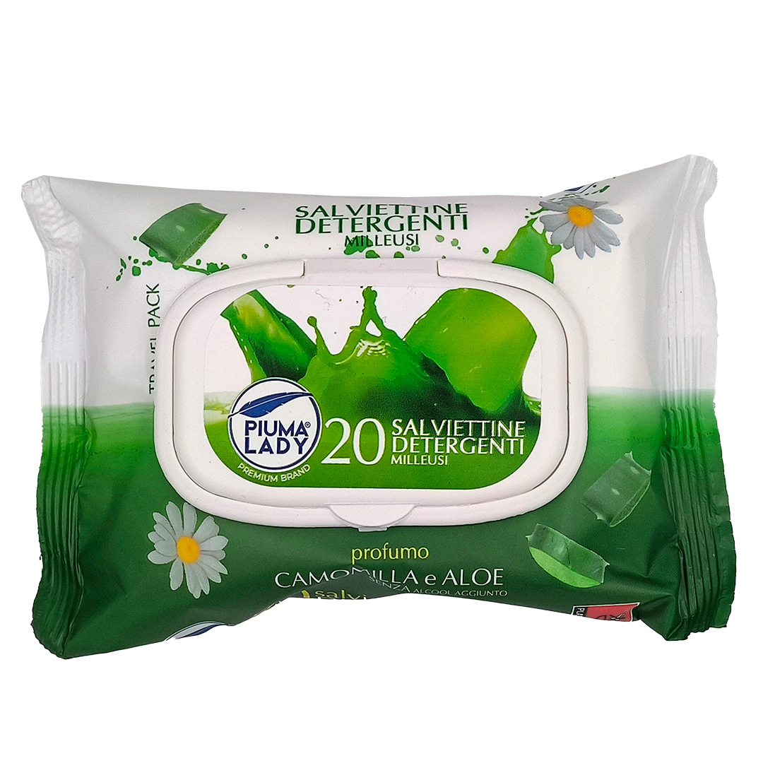 "PIUMA LADY" - SALVIETTE - PROFUMAZIONE ALOE E CAMOMILLA - PZ.20